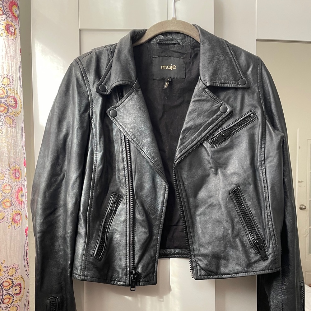 MAJE Leather Moto Jacket